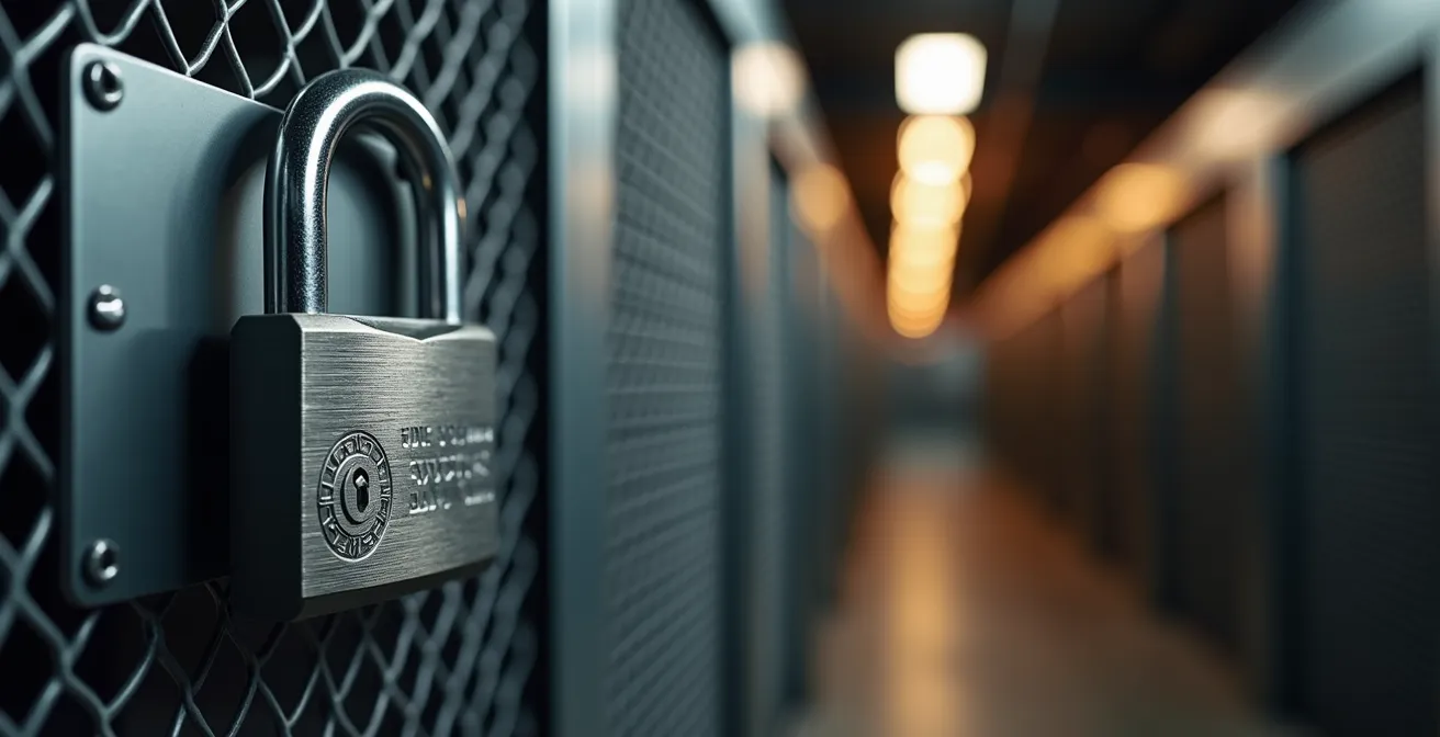 Gros plan sur un cadenas haute sécurité en acier brossé