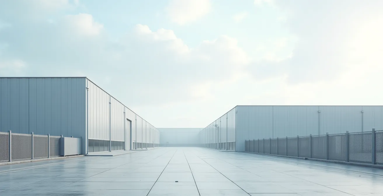 Vue environnementale d'une zone industrielle moderne en périphérie de Lille